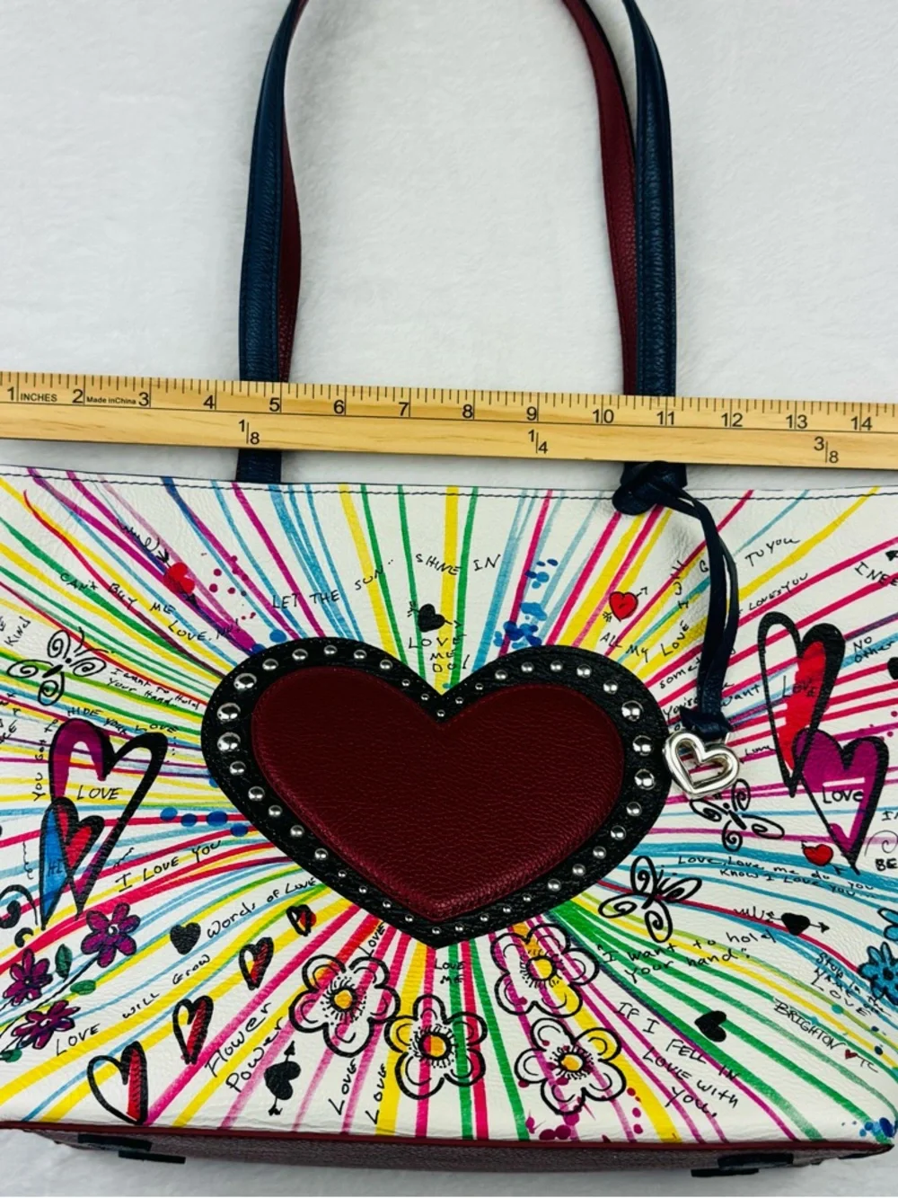Brighton The Art of Love Tote, featuring a vibrant hand-drawn artwork.